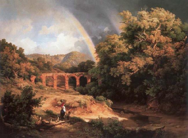 Karoly Marko the Elder Italian Landscape with Viaduct and Rainbow Germany oil painting art